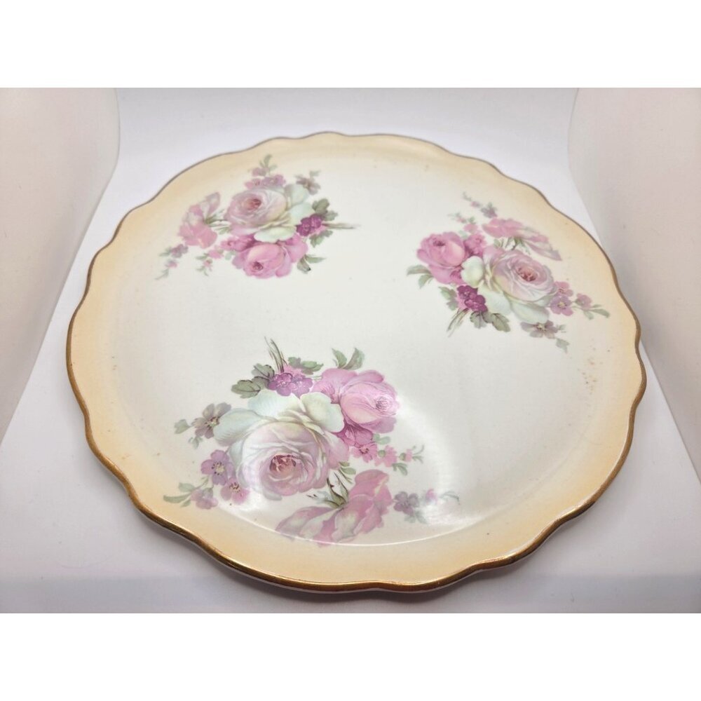 Vintage Old Foley Plate 10.75" Harmony Rose Platter James Kent Dish Roses & Gold